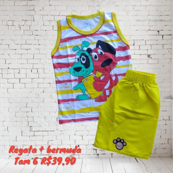 CONJ BERMUDA + REGATA AMARELA  TAM 6