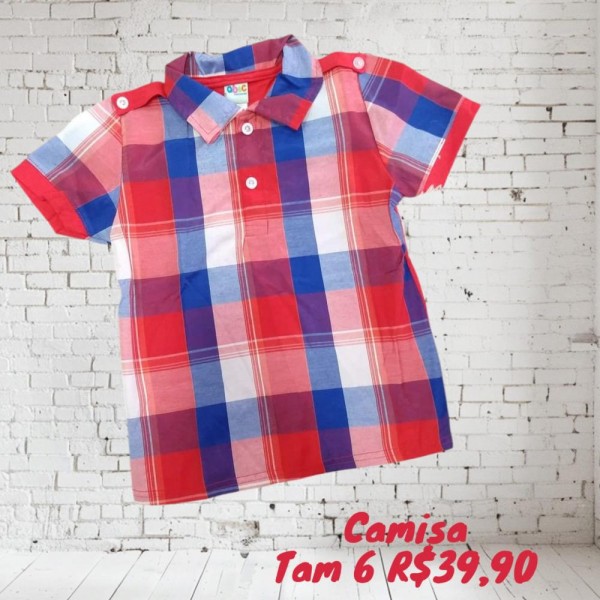 CAMISA MC XADREZ VERMELHA  TAM 6