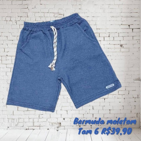 BERMUDA MOLETOM AZUL TAM 6