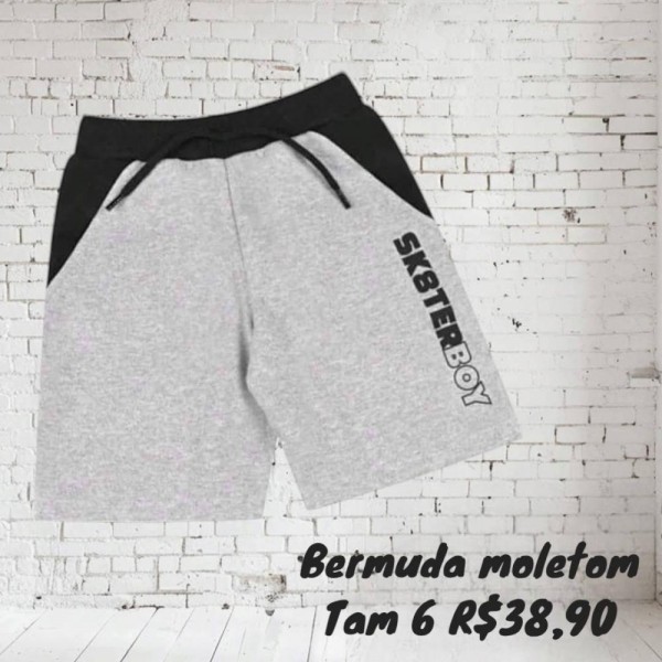 BERMUDA MOLETOM CINZA TAM 6