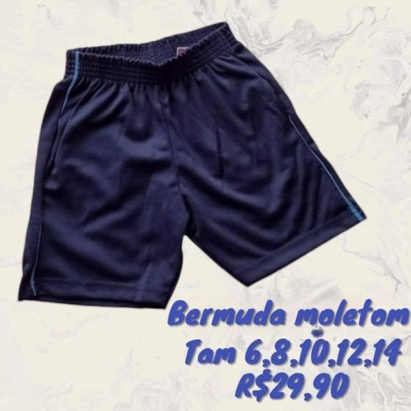 BERMUDA MOLETOM MARINHO AZUL TAM 6