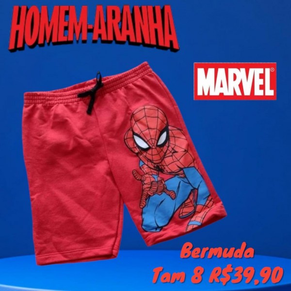 BERMUDA HOMEM ARANHA MOLETOM  TAM 8