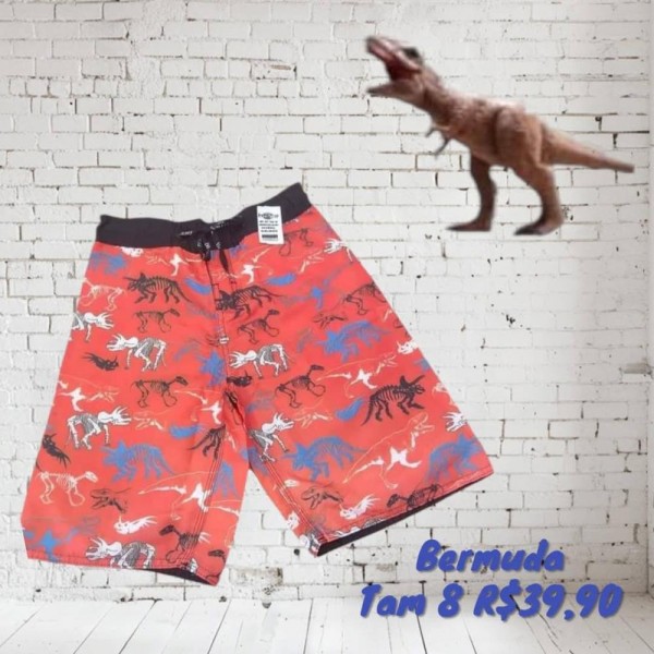 BERMUDA TACTEL DINOSSAURO  TAM 8