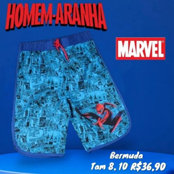 BERMUDA HOMEM ARANHA TACTEL  TAM 8