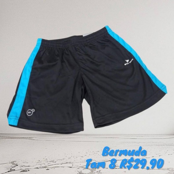 BERMUDA FUTEBOL NYLON PRETA  TAM 8