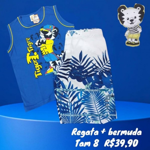 CONJ BERMUDA + REGATA TIGOR AZUL TAM 8