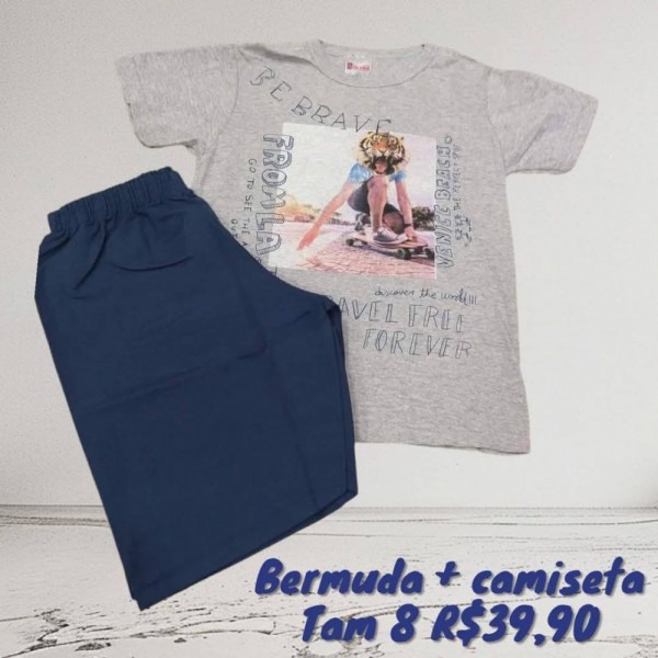 CONJ BERMUDA + CAMISETA CINZA TAM 8