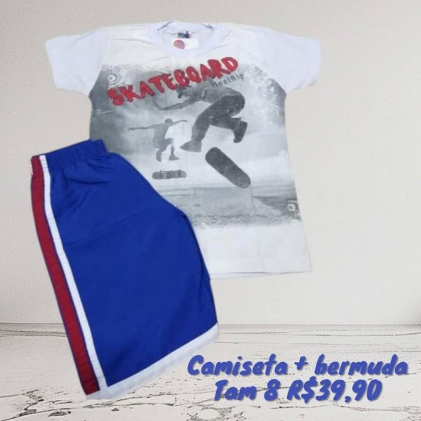 CONJ BERMUDA + CAMISETA SKATEBOARD  TAM 8