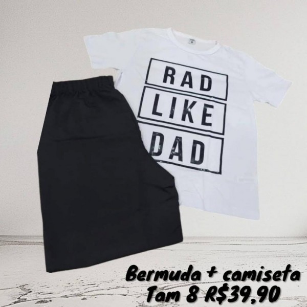CONJ BERMUDA + CAMISETA RAD BRANCA  TAM 8