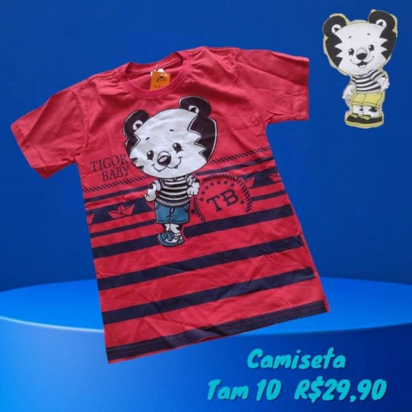 CAMISETA TIGOR VERMELHA  TAM 10