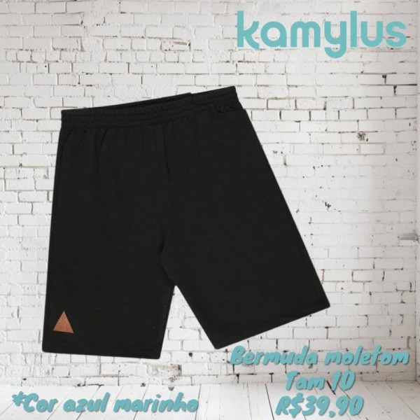 BERMUDA MOLETOM AZUL TAM 10