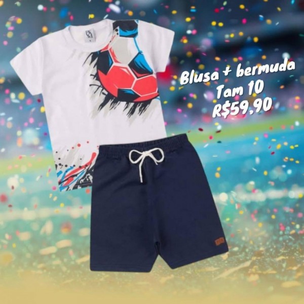 CONJ BERMUDA + CAMISETA BOLA  TAM 10