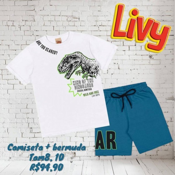 CONJ BERMUDA + CAMISETA DINOSSAURO  TAM 10