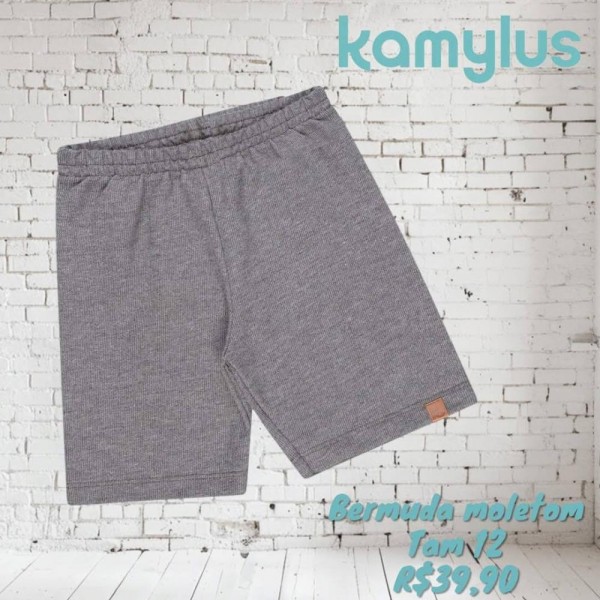 BERMUDA MOLETOM CINZA TAM 12