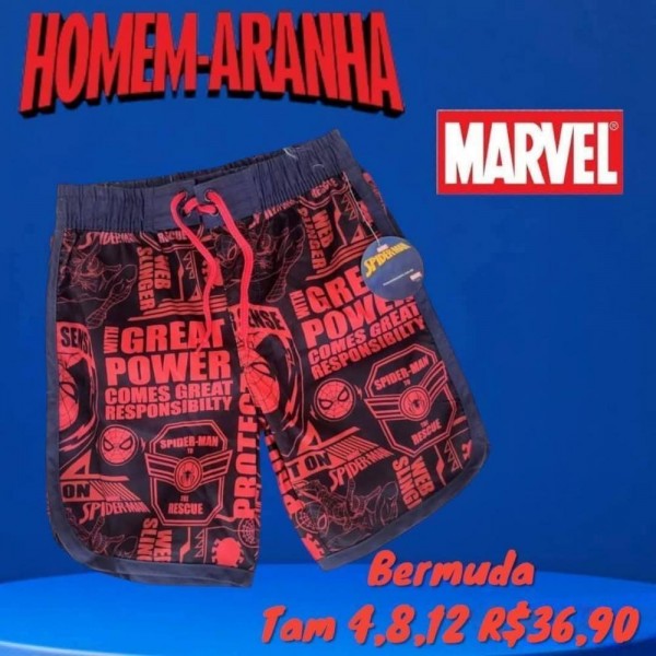BERMUDA TACTEL HOMEM ARANHA  TAM 12
