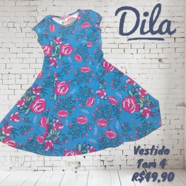 VESTIDO FLORAL AZUL TAM 4