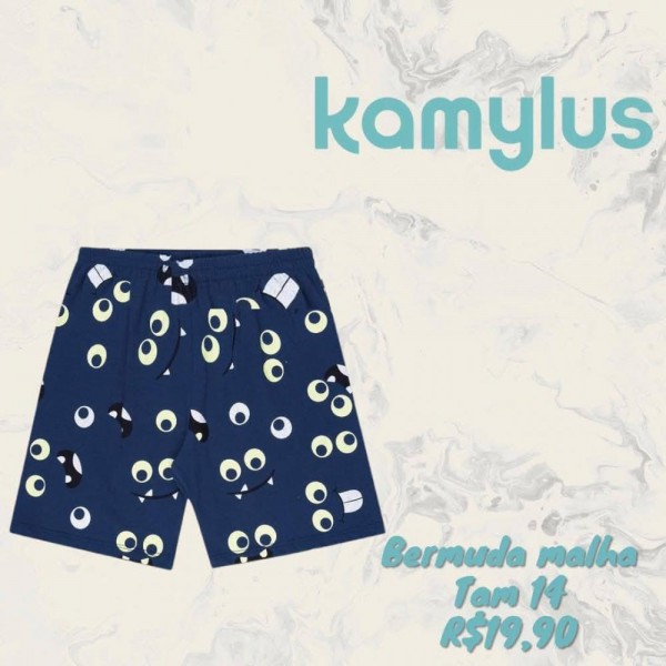 BERMUDA MALHA COLORIDO AZUL TAM 14