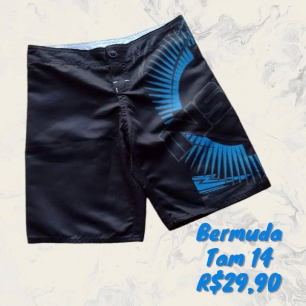 BERMUDA TACTEL COM AZUL PRETO TAM 14