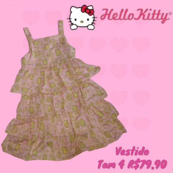 VESTIDO HELLO KITTY ROSA TAM 4