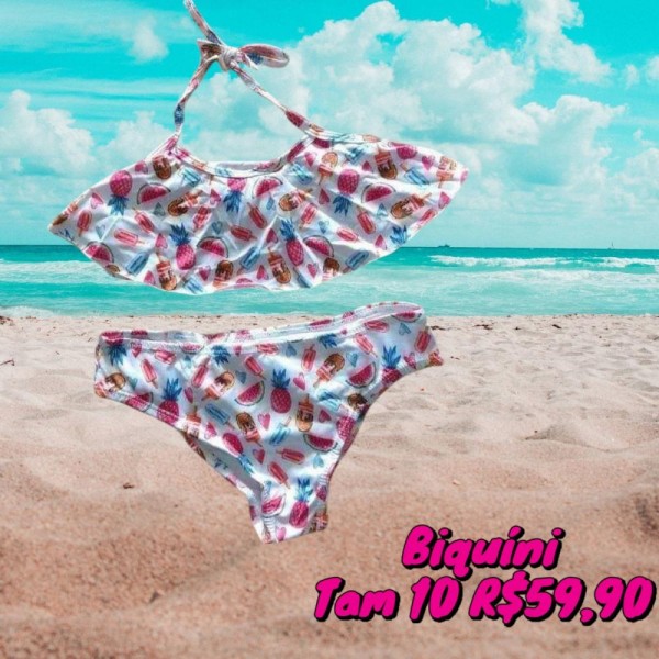BIQUINI COLORIDO BRANCO TAM 10