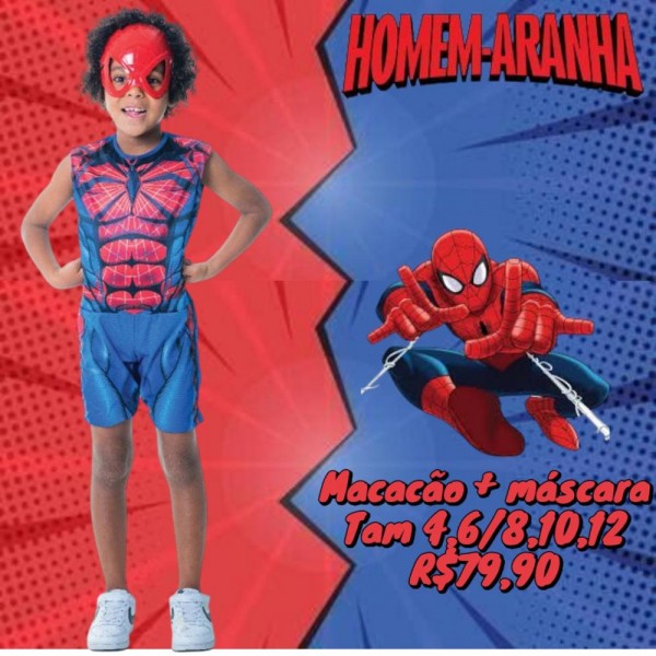 FANTASIA HOMEM ARANHA + MASCARA  TAM 4