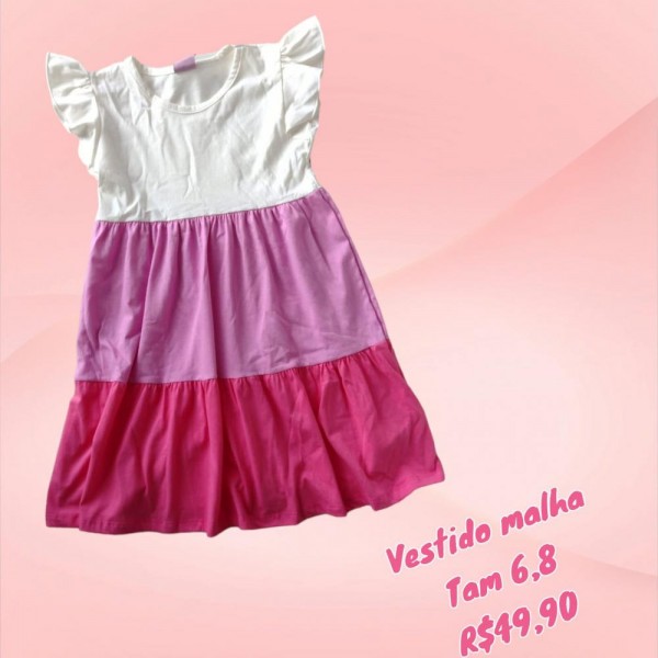 VESTIDO CREME E ROSA TAM 6