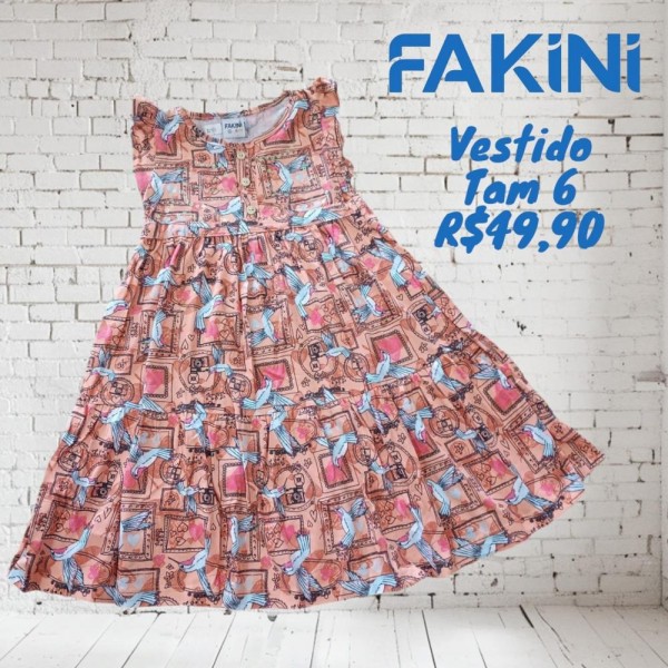 VESTIDO PASSARINHO ROSA TAM 6