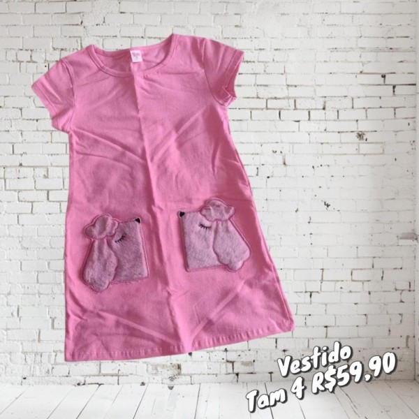 VESTIDO PELUCIA ROSA TAM 4