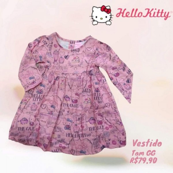 VESTIDO ML HELLO KITTY ROSA TAM 1