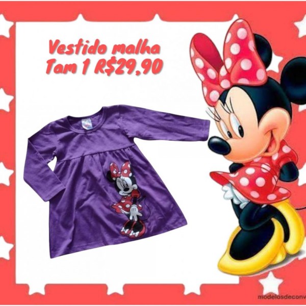 VESTIDO ML MINNIE ROXO  TAM 1