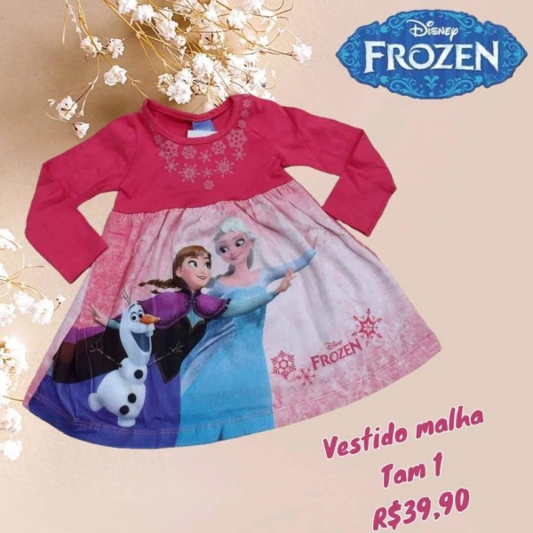 VESTIDO ML FROZEN ROSA TAM 1