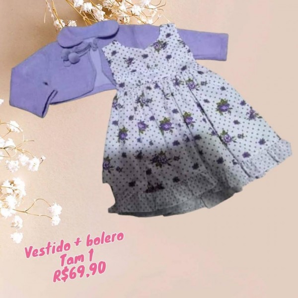 CONJ VESTIDO + BOLERO LILAS TAM 1