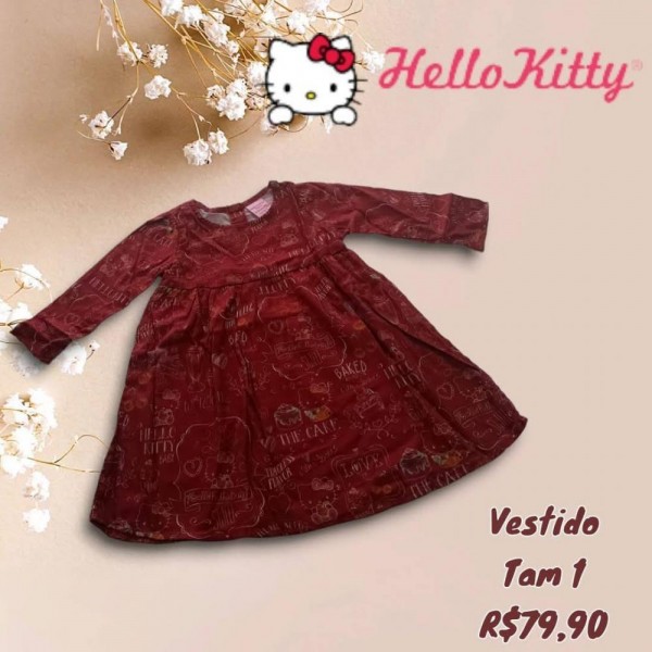 VESTIDO ML HELLO KITTY VINHO TAM 1