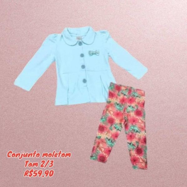 CONJ LEGGING + CASACO MOLETOM VERDE TAM 2