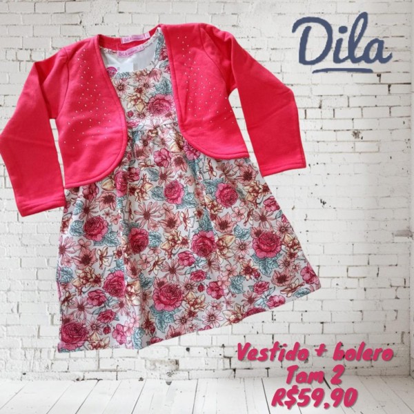 VESTIDO FLORAL + BOLERO ROSA TAM 2