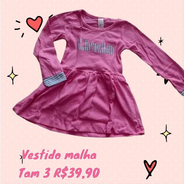 VESTIDO ML LINDA ROSA TAM 3