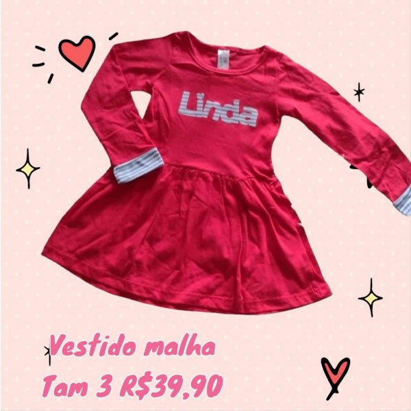 VESTIDO ML LINDA VERMELHO TAM  3