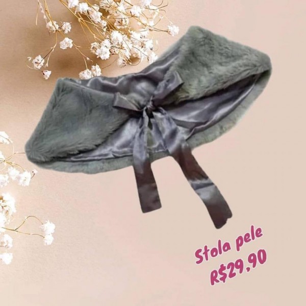 STOLA PELE CINZA