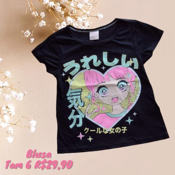 BLUSA PRETA BONECA  TAM 6