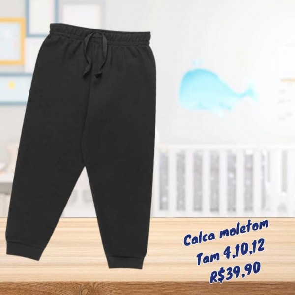 CALCA MOLETOM PRETA  TAM 4