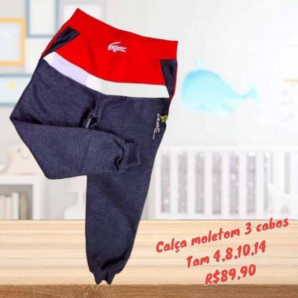 CALCA MOLETOM LACOSTE VERMELHA  TAM 14