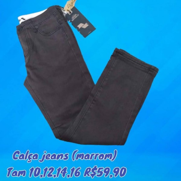 CALCA JEANS MARROM TAM 14