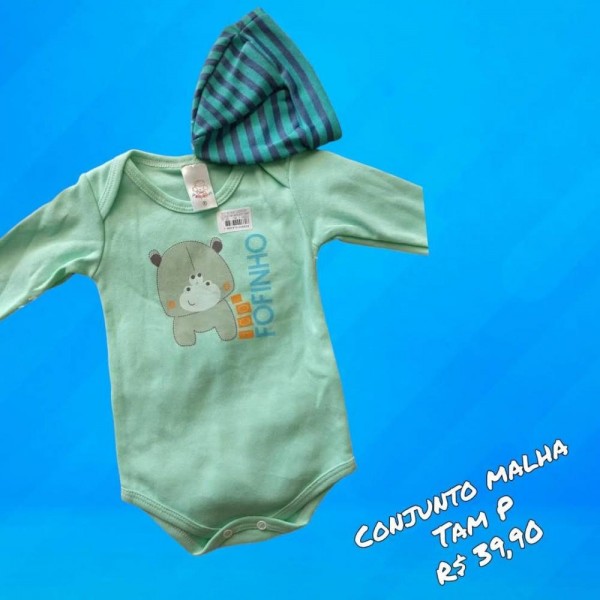 BODY + TOUCA VERDE TAM P