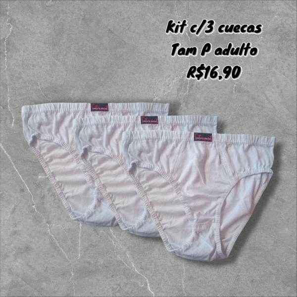 KIT C/ 3 CUECAS ADULTO  TAM P