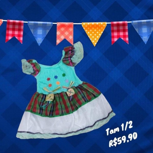 VESTIDO JUNINA /2 VERDE TAM 1