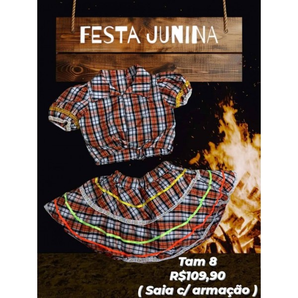 BLUSA + SAIA JUNINA  TAM 8