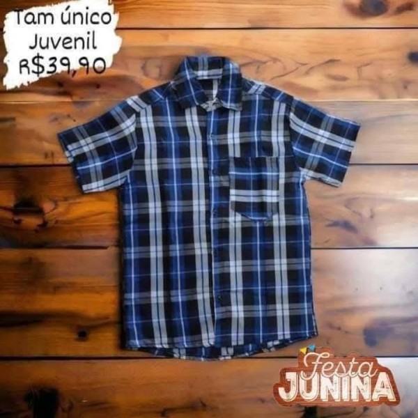 CAMISA MC XADREZ AZUL TAM JUVENIL