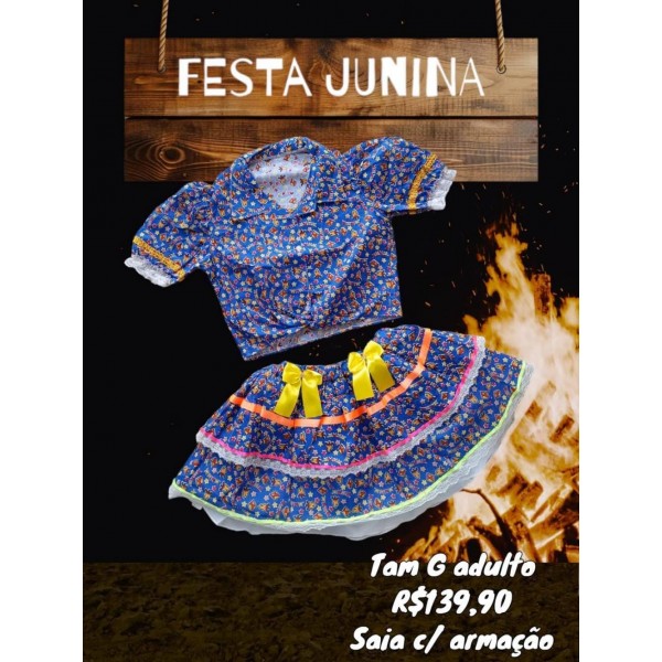 BLUSA + SAIA JUNINA ADULTO  TAM G
