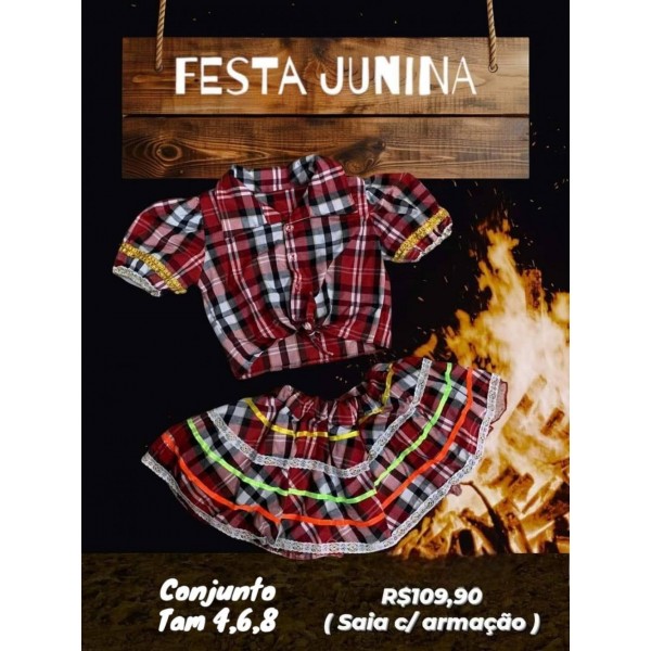 BLUSA + SAIA JUNINA  TAM 4
