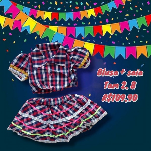 BLUSA + SAIA JUNINA  TAM 8